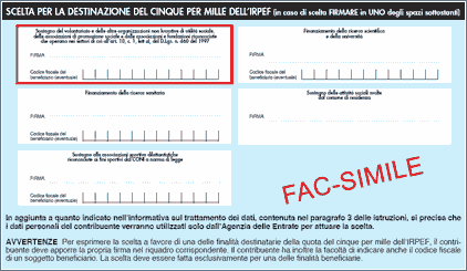 FAC-SIMILE del modulo per l'assegnazione del 5x000